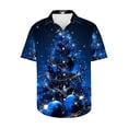 thumbnail image 3 of JURANMO Todays Daily Deals Clearance Christmas Shirts for Men Big and Tall Button Down Hawaiian Shirts Casual Short Sleeve Lapel Blouse Tops 2024 Xmas Gifts Blue M, 3 of 6