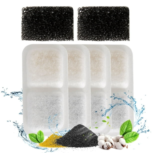 Oneisall Paquete de 4 Filtros de Repuesto y Paquete de 2 Esponjas de Repuesto para Fuente de Agua para Gatos CW-03