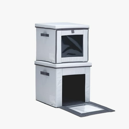 UPC: 0812485035701 | Foldable Clothes Storage Bag Organizer Dual Access Magnetic Bins 2PK-Grey(Large)