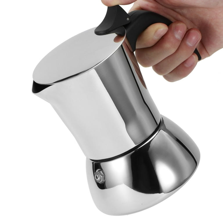 Máquina de café expreso con tapa de cristal y acero inoxidable, cafetera  italiana clásica, olla Moka - 4/6/9 tazas, 12.2 fl oz/12.7oz/9 tazas (taza