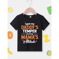 thumbnail image 2 of Camiseta de cuello redondo para niña, manga corta, ideal para primavera y verano, con estampado "Tengo el temperamento de mi papá". Regalos para niñas., 2 of 7