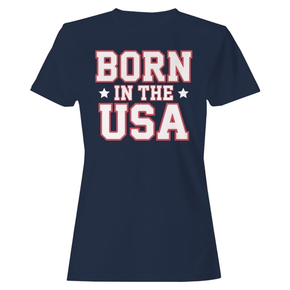 Smartprints Born in the USA Patriotic Stars Women's T-shirt, Navy, S