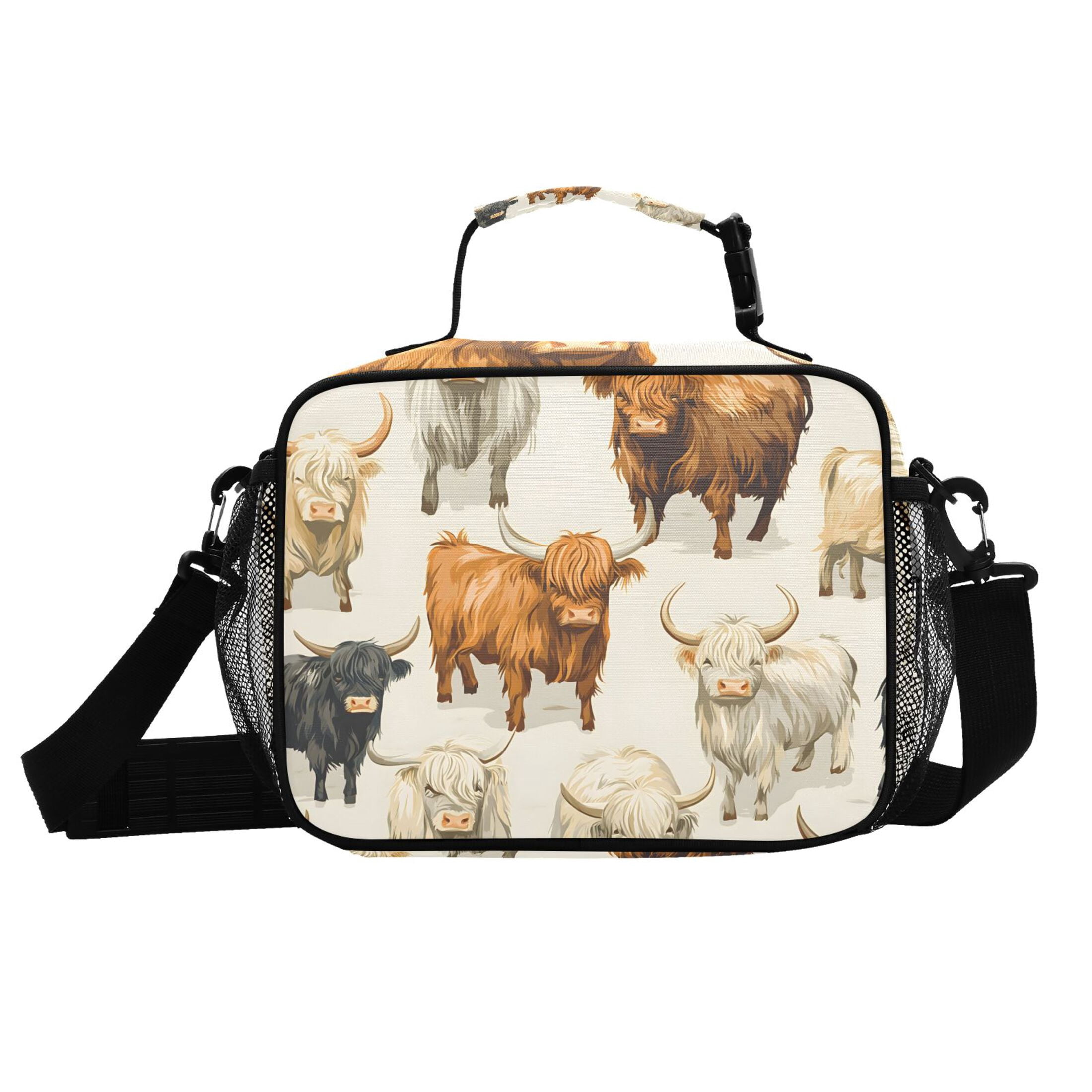 ALAZA Highland Cows Lunch Box Insulated Cooler Bag Reusable Tote Bags Shoulder Strap