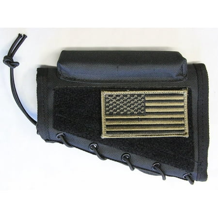 Black Color Cheek Rest + PATRIOT USA FLAG Morale Patch + Detachable Pouch Fits Ruger 10/22 77/22 M77 American Mini14 Mini30 Ranch Gunsite.., By m1surplus from