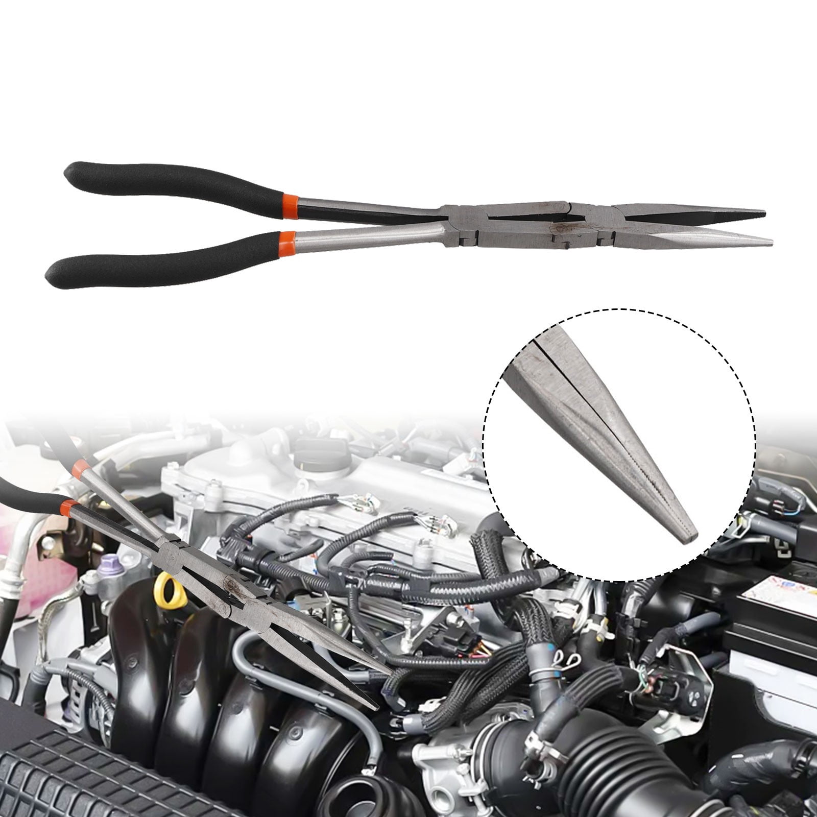 13 Inch Double Joint Extended Needle Nose Pliers Clamping Pliers Long Nose Pliers Extended Handle Curved Nose Pliers Pliers Tip