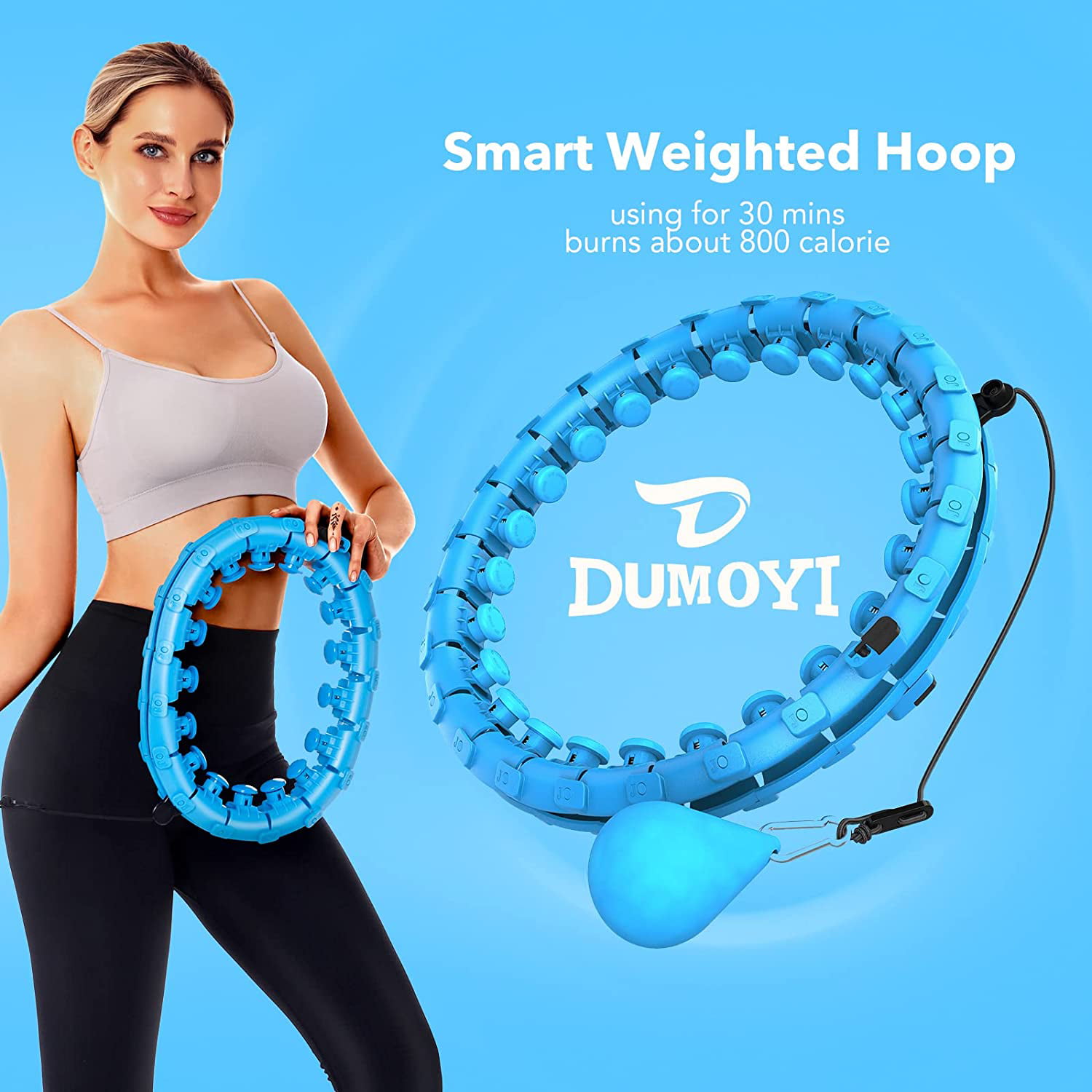 Great for Adults and Beginners Dumoyi Smart Weighted Infinity Hoop for Adults Weight Loss 2 in 1 Adomen Fitness Massage 24 Detachable Knots 