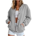 thumbnail image 2 of BRGZLK Button Down Sweatshirt Jacket for Women Casual Trendy Long Sleeve Open Front Cardigan Sweatshirts with Pockets Fall Winter Oversized Outfits 2026 Gray XL, 2 of 9