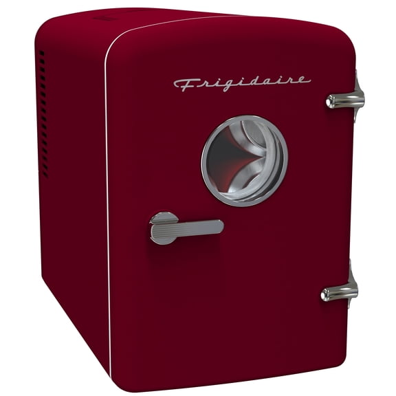 Frigidaire Mini Fridge 9 Can, Red Portable Beverage Cooler with Car Adapter for Travel, Bedroom, Office, Dorm