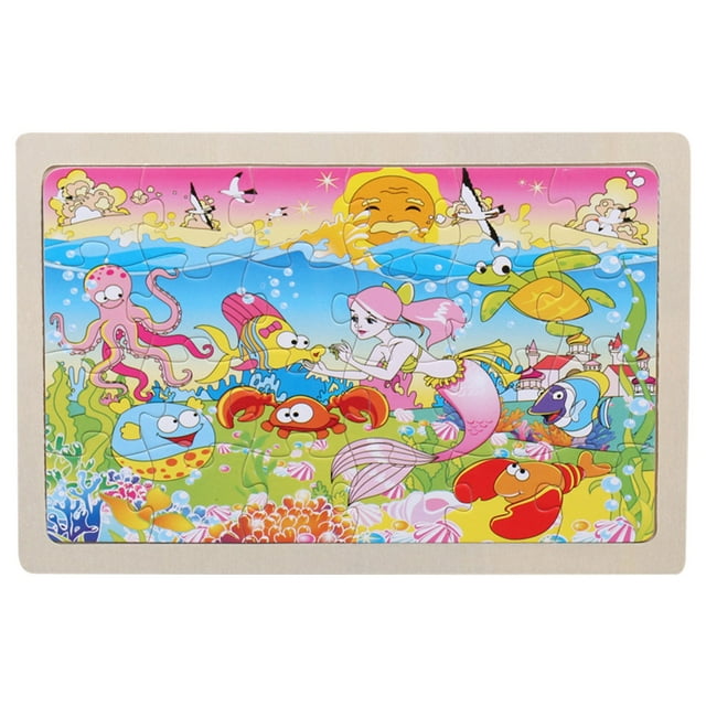 A Forest Animal Wood Puzzle 24 Piece Educational Toy For Toddlers Fine Motor Skill Development 8.8X5.9 Inch