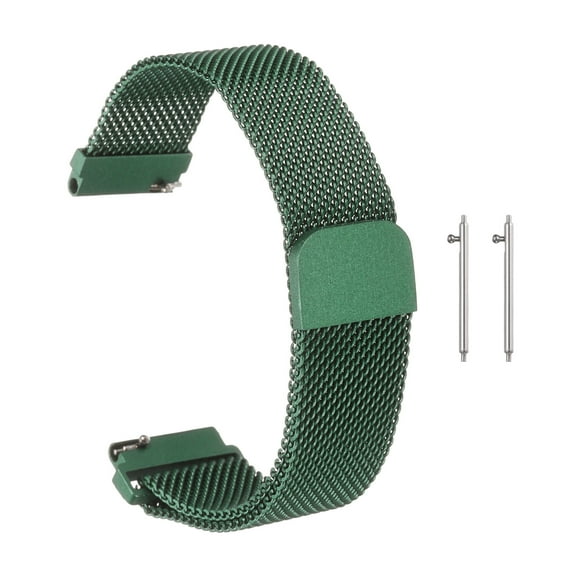 Uxcell Stainless Steel Mesh Watch Band 16mm Quick Release Metal Replacement Watch Strap with Magnetic Buckle for Men Women, Dark Green