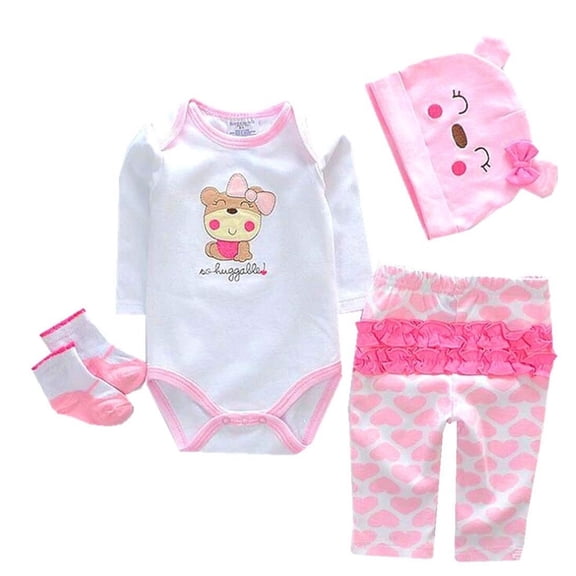 Reborn Dolls Baby Clothes Pink Outfits for 20"- 22" Reborn Doll Girl Baby Clothing Sets