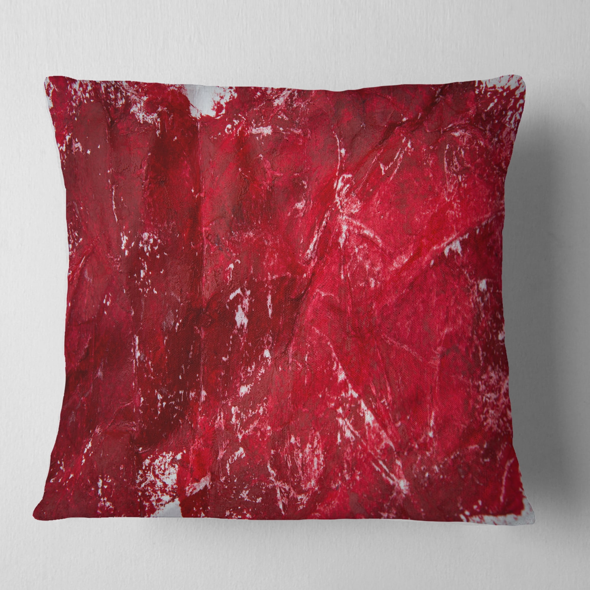 Designart Abstract Red Texture - Abstract Throw Pillow - 18x18
