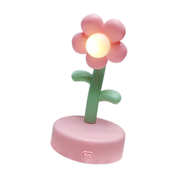 Lámpara de mesa con diseño de flores, moderna lámpara de noche, mesita de noche decorativa. Rosa