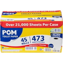 Pom Embossed 2-ply Toilet Paper, White, 45 Rolls, 473 Sheets
