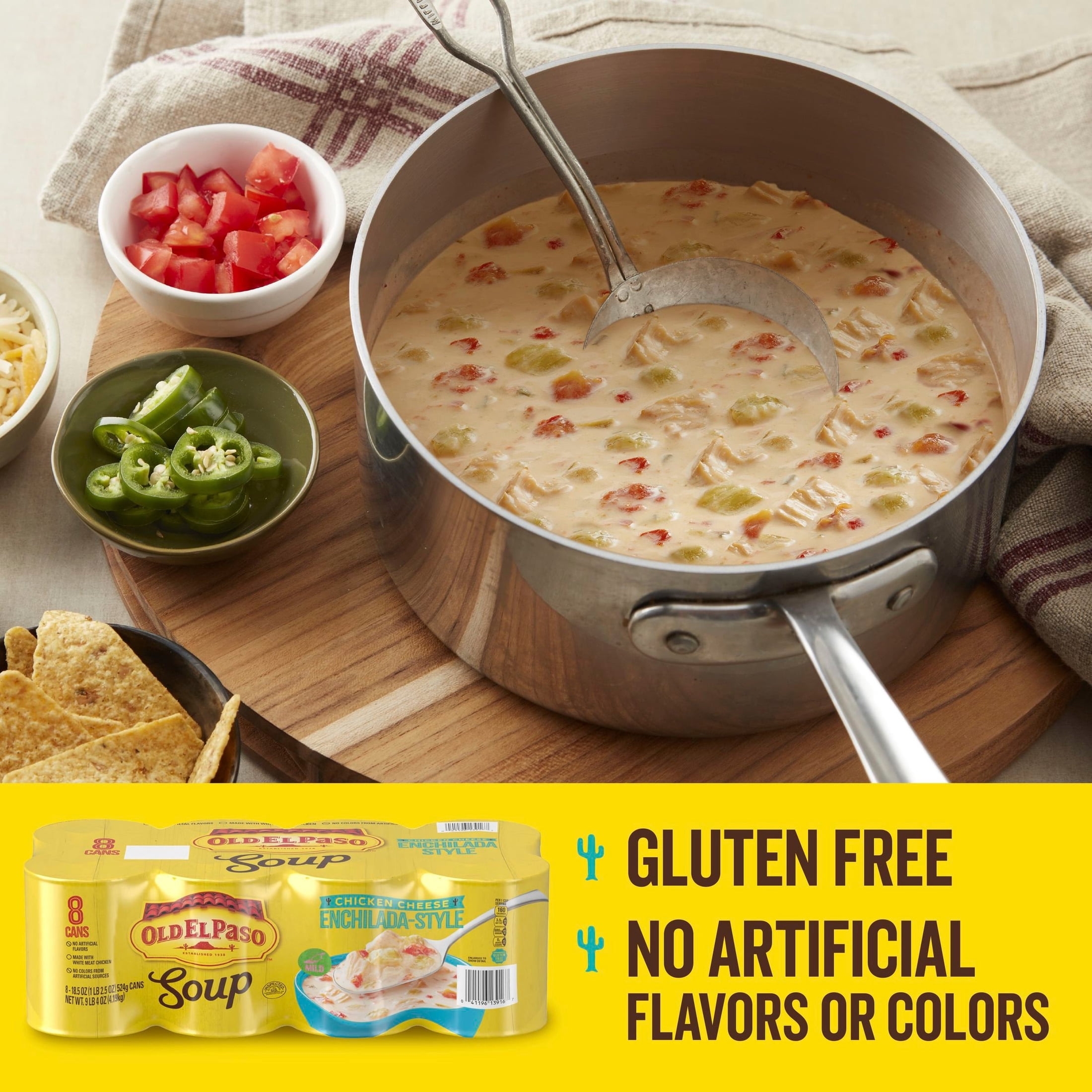(4 pack) Old El Paso Chicken Cheese Enchilada-Style Soup, Ready to Serve Canned Soup, 18.5 oz