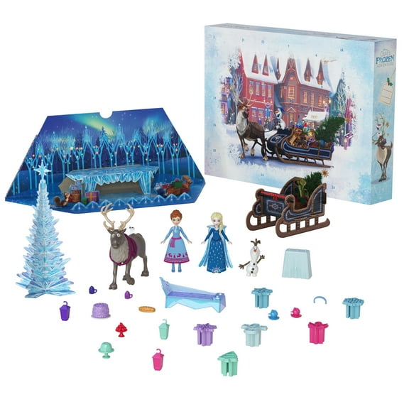 Disney Frozen 2025 Advent Calendar with 24 Days of Surprise Toys, Including Anna & Elsa Small Dolls