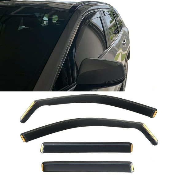 Ikon Motorsports In-Channel Window Visors Deflectors for 2019-2025 Toyota RAV4, Black PC Polycarbonate 4PCS Rain Guards