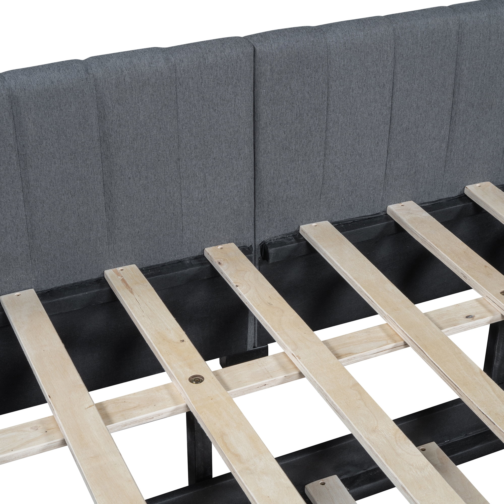 Aukfa Full Size Daybed with Trundle Bed, Upholstered Sofa Bed Frame, Gray