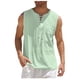 thumbnail image 1 of Men's Casual Loose Cotton Linen Shirts Colour Shirt Blouse Sleeveless Vest Beach Shirts Tops XL, 1 of 5