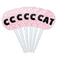 thumbnail image 1 of Cat Cupcake Picks Toppers - Set of 6 - Pink Speckles, 1 of 1