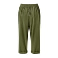 thumbnail image 3 of Capri Pants for Women 2025 Linen Casual Drawstring Elastic Waist Cargo Capris with Large Pocket Womens Cropped Pants, 3 of 7
