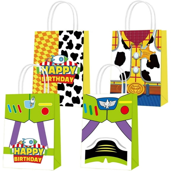 16Pcs Toy Inspired Story Party Favor Bags,Cartoon Story Family Goodie Gift Bags,Cute Practical Candy Bag Birthday Party Supplies for Kids' Birthday Decorations