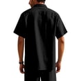 thumbnail image 2 of REZUOFI Mens Linen Short Sleeve Lapel T Shirt Solid Pocket Breathable Casual Loose for Summer Sports Daily, 2 of 8