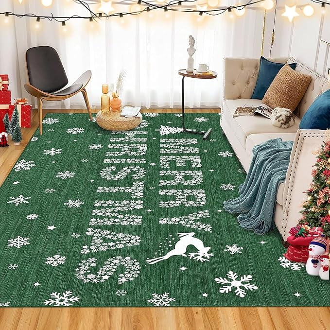 Merry Christmas Welcome Mat Outdoor Coir Doormat, with Heavy-Duty PVC Backing, Kitchen Rugs and Mats Washable Non-Skid Kitchen Mats Christmas Decorative Runner Rugs for Outdoor/Indoor Uses 6'x9'