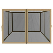 BenefitUSA Replacement Mosquito Netting for 10' x 10' Gazebo, Zippered Mesh Sidewalls Only, Pack of 4 (10' L X 6.4' W for 10' x 10' Gazebo, Tan)