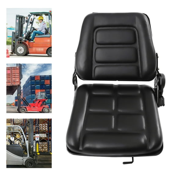 Universal Forklift Seat Tractor Seat Foldable Mower Seat Backrest Adjustable PVC for Forklifts, Dozers