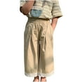 thumbnail image 1 of Odeerbi 1-10 Años Niñas Pantalones Pata Ancha Encaje Recorte Recortado Pantalones Verano Color Sólido Lindo Pantalones, 1 of 8