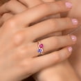 thumbnail image 3 of Gem Stone King 1.18 Ct Pink Created Sapphire Blue Tanzanite 18K Rose Gold Plated Silver Lab Grown Diamond Ring (Size 5), 3 of 5
