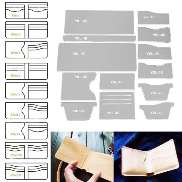 Juego de plantillas de dibujo SMTHOME, acrílico transparente, 13 unidades, diseño de cartera, herram