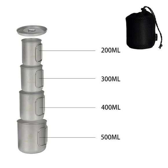 4pcs Camping Campfire Mug with Handle Folding tainless Steel Cups for Hiking