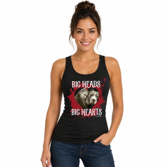 Pit Bull Big Heads Big Hearts Womens' Fitted Tank Shirt Gift Pitbull Accessories