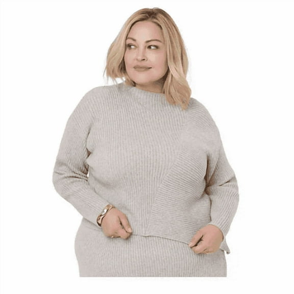 Edited by Remi Bader Women's Ribbed Sweater 4X Oatmeal