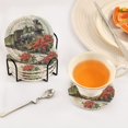 thumbnail image 4 of 6 Pcs Drink Coasters with Holder 3.94in Woven Coasters for Drinks Old Train with Flowers Coaster Set for Protection Table, 4 of 7
