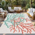 thumbnail image 3 of Fsddascl Teal Red Coral Outdoor Rug for Patio/Deck, Non-Slip Large Area Rug 6 x 9 Ft, Summer Ocean Nautical Coastal Rustic Burlap Indoor Outdoor Rugs Washable Area Rugs, Camping Rug Carpet, 3 of 5