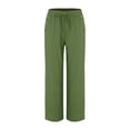 thumbnail image 4 of EDFBUYKRS Female Women Pants Casual Wide Leg Sweatpants Women Tall 34 Inseam Women Linen Casual Pants Summer Wide Leg Loose Drawstring High Waist Wide Leg Pants with Pockets M, 4 of 4