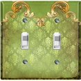 thumbnail image 1 of Metal Light Switch Plate Cover Elegant Green Honeycomb Frame Damask DAM067, 1 of 13