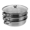 thumbnail image 1 of CIMAXIC 28cm Stainless Steel Three-Layer Soup Steamed Dual-Purpose Steamer Multi-Function Steamed Pot Cookware Pot Cooking Gifts(Silver),11.02"X11.02"X6.3", 1 of 5