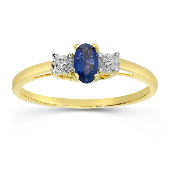 14k Yellow Gold Oval Sapphire And Diamond Ring
