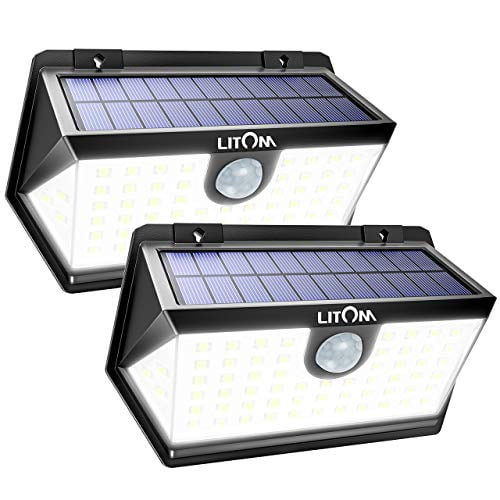 4Pack LITOM 63 LED Solar Motion Light Outdoor IP65 Waterproof Yard Security Lamp 