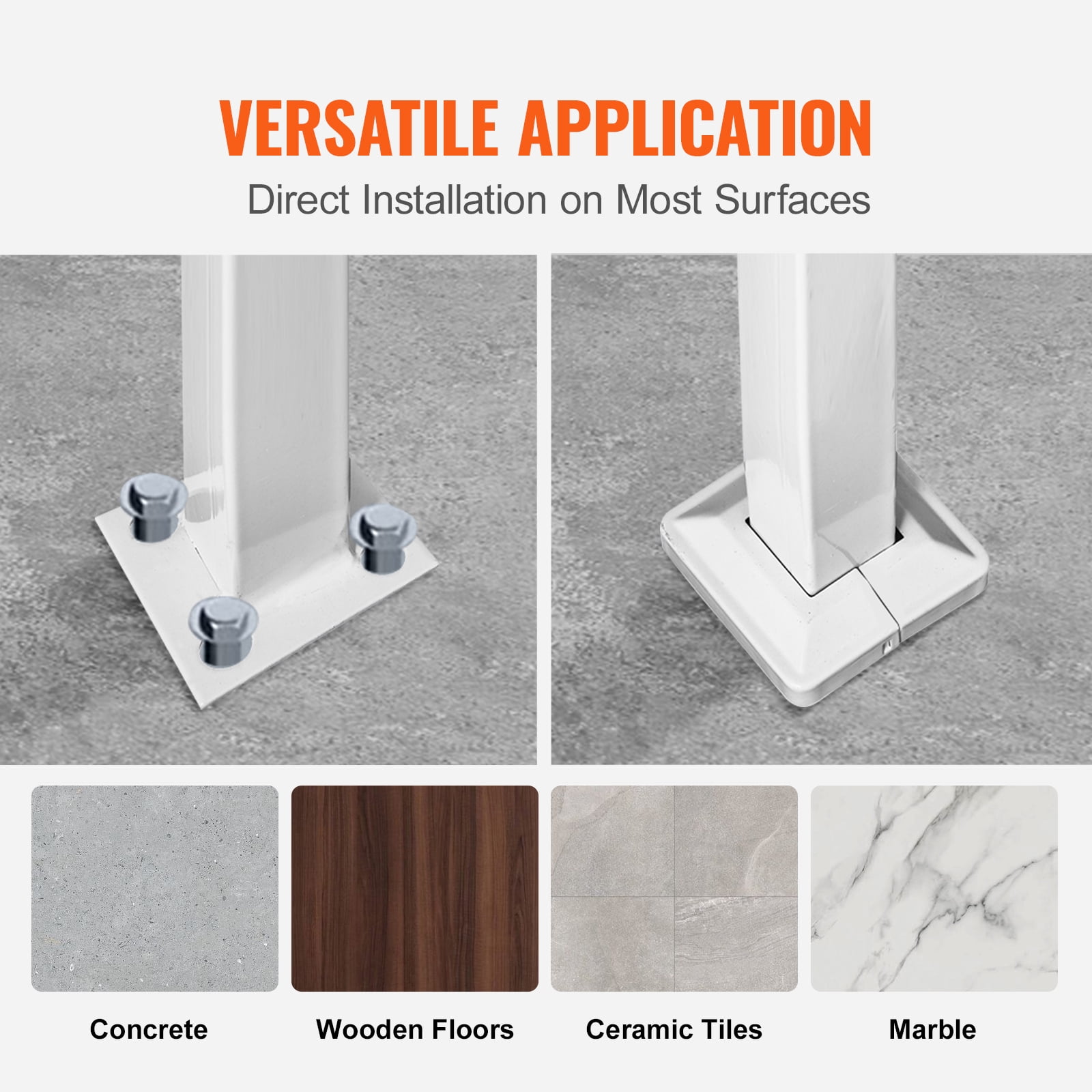 KFFKFF Outdoor Handrails for Steps, Suitable for 1 to 4 Steps, White Wrought Iron Stair Railing, Adjustable Porch Hand Rail, Versatile Handrails for Concrete or Wooden Stairs