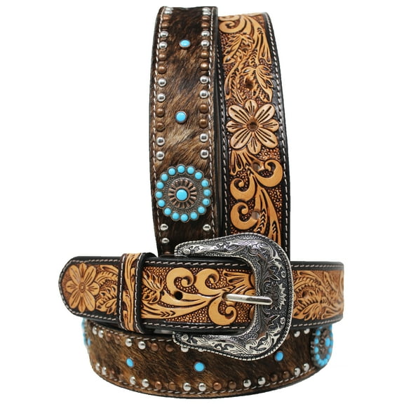 40 Western 1 1/2" Wide Men Women Rodeo Floral Tooled Leather Belt 26FK77
