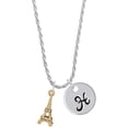 thumbnail image 1 of Delight Jewelry Goldtone Crystal Eiffel Tower Silvertone Script Initial Disc - H - Charm Necklace, 20"+3", 1 of 4