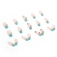 thumbnail image 4 of Fofosbeauty 24 pcs Long False Nails, Press-on Nails Designs 2022, Mint French with Stars, 4 of 7