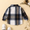 thumbnail image 5 of Generic 2024 New Kids Coat Work Toddler Boys Girls Shirt Coats Jacket Plaid Long Sleeve Turn Down Collar Button Tops Outwear for Fashion Casual Breathable Clothing (3-4 Years,Blue), 5 of 6