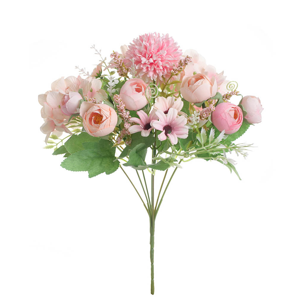 Artificial Flower Silk Cloth Fake Flower Bouquet Floral Decor,Light