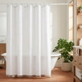 thumbnail image 5 of Unique Bargains 3D Geometric Texture Bath Curtain Sets with Hooks White 72"W x 72"L, 5 of 8